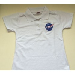 POLO FEM BRANCA COM LOGO DA NASA