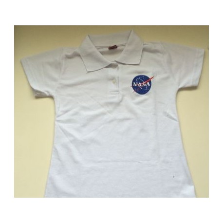 POLO FEM BRANCA COM LOGO DA NASA